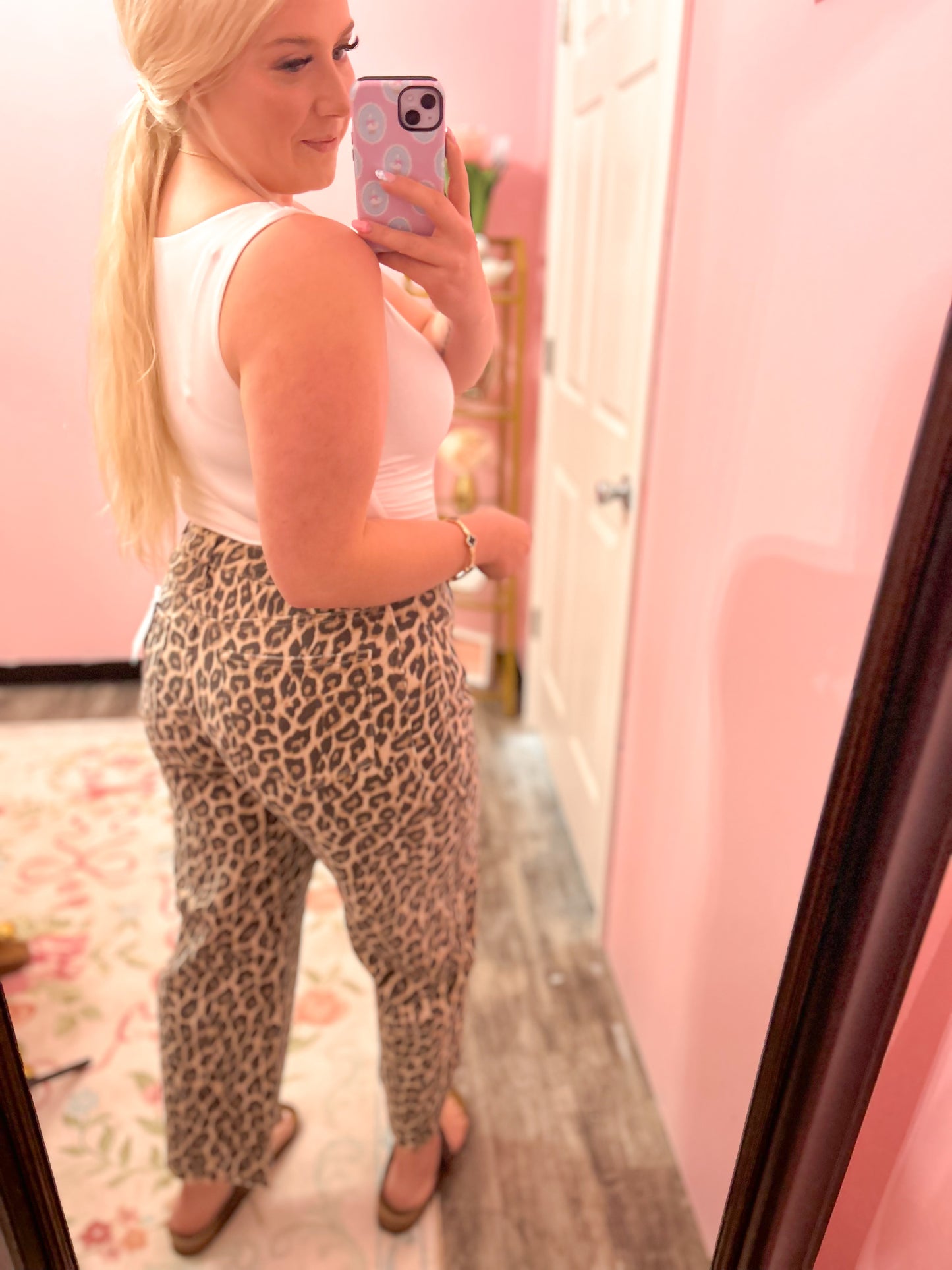 Leopard Luxe Barrel Jeans