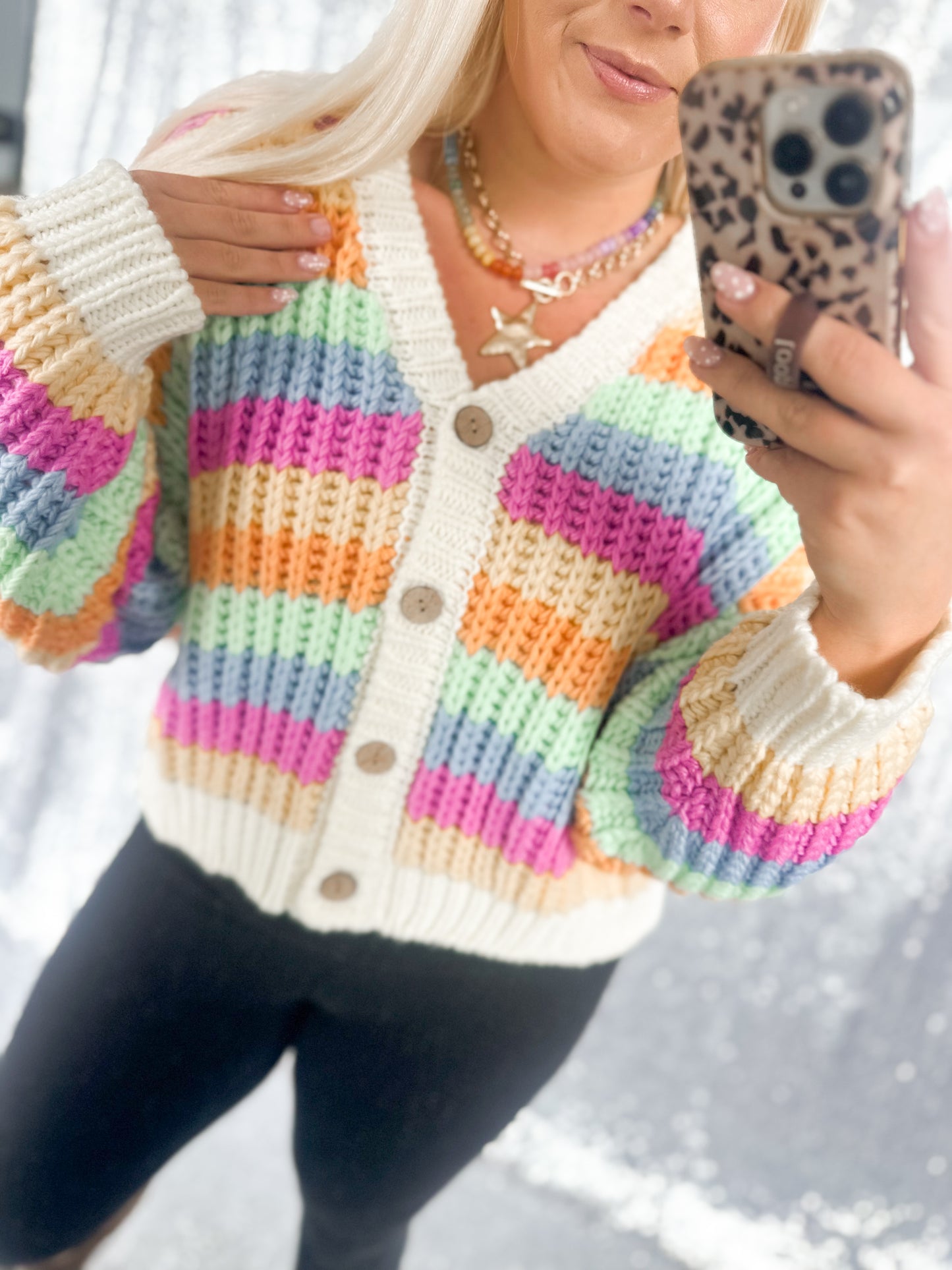 Rainbow Revival Chunky Knit Cardigan