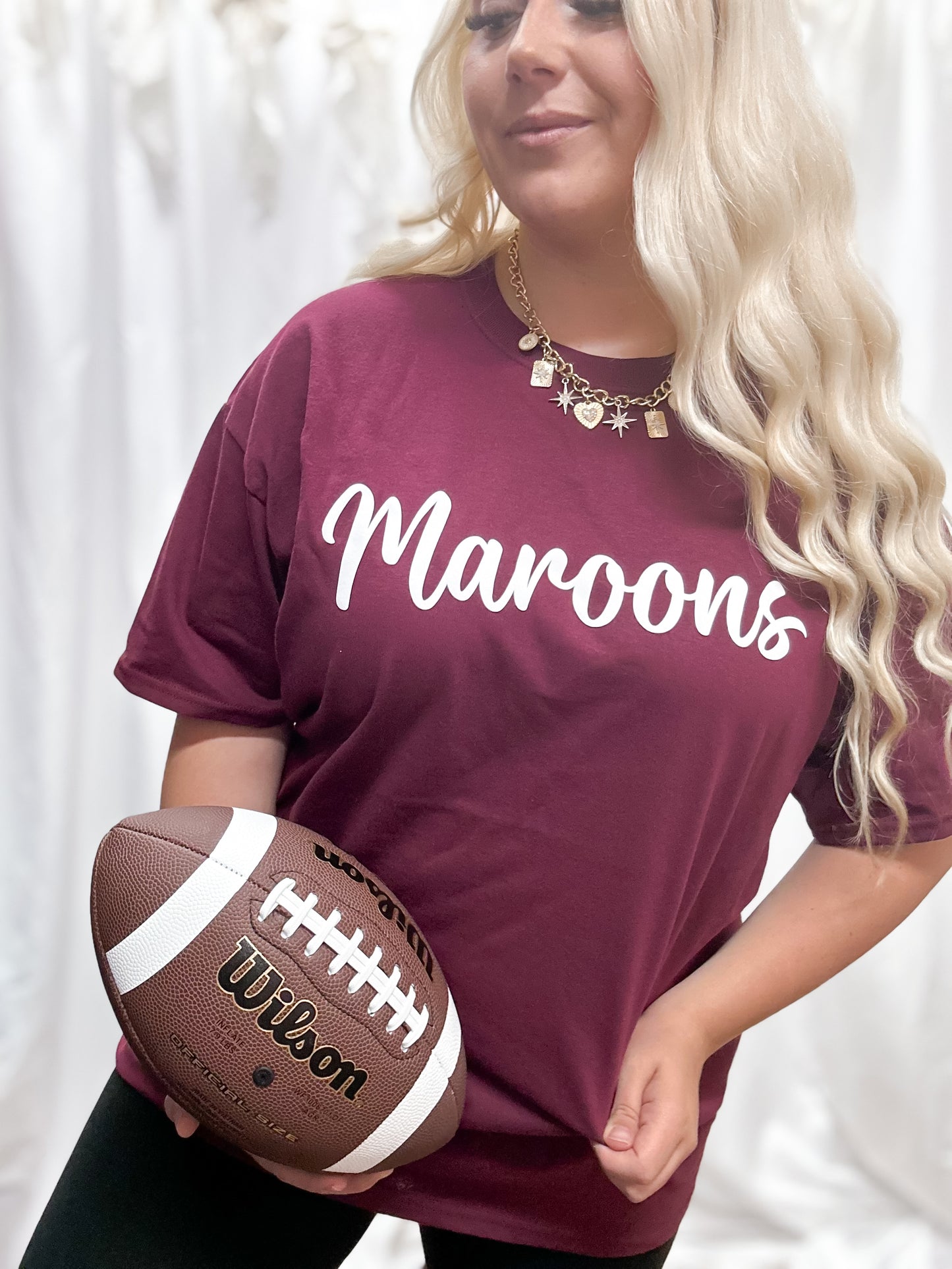 Maroons White Cursive Puff Tee