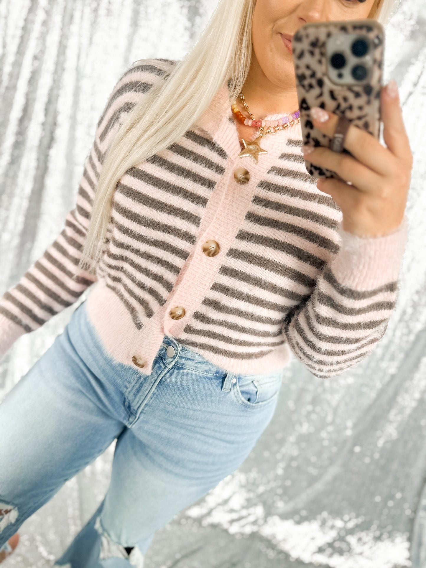 Bubblegum & Mocha Cozy Button Cardigan