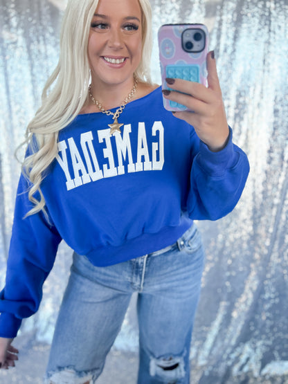 Royal Blue Gameday Cropped Crew