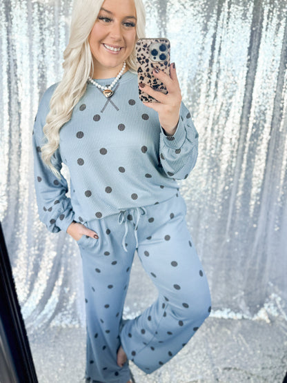 Blue & Brown Ribbed Polka Dot {SET}