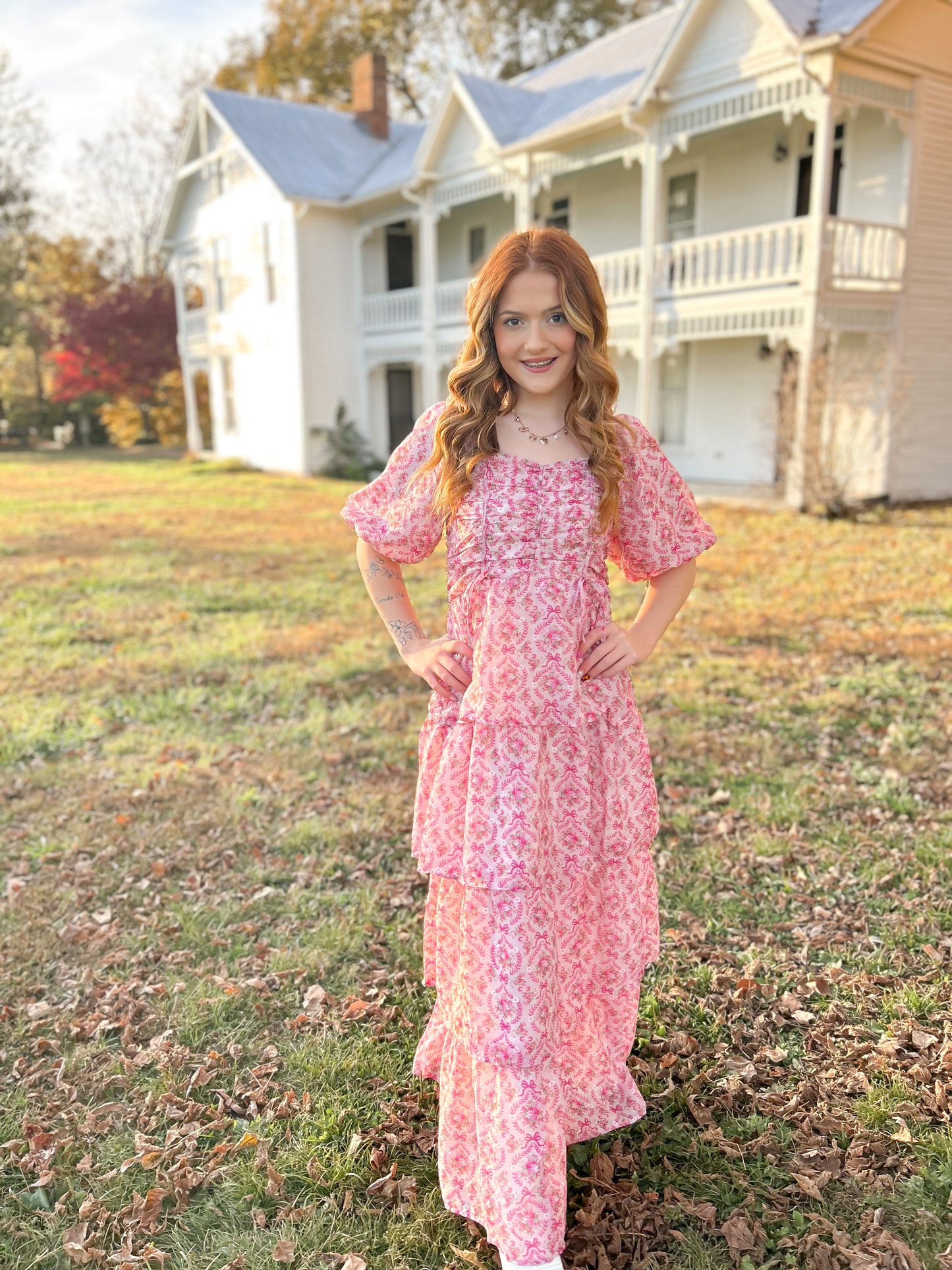 Holly Berry Blossoms Maxi Dress