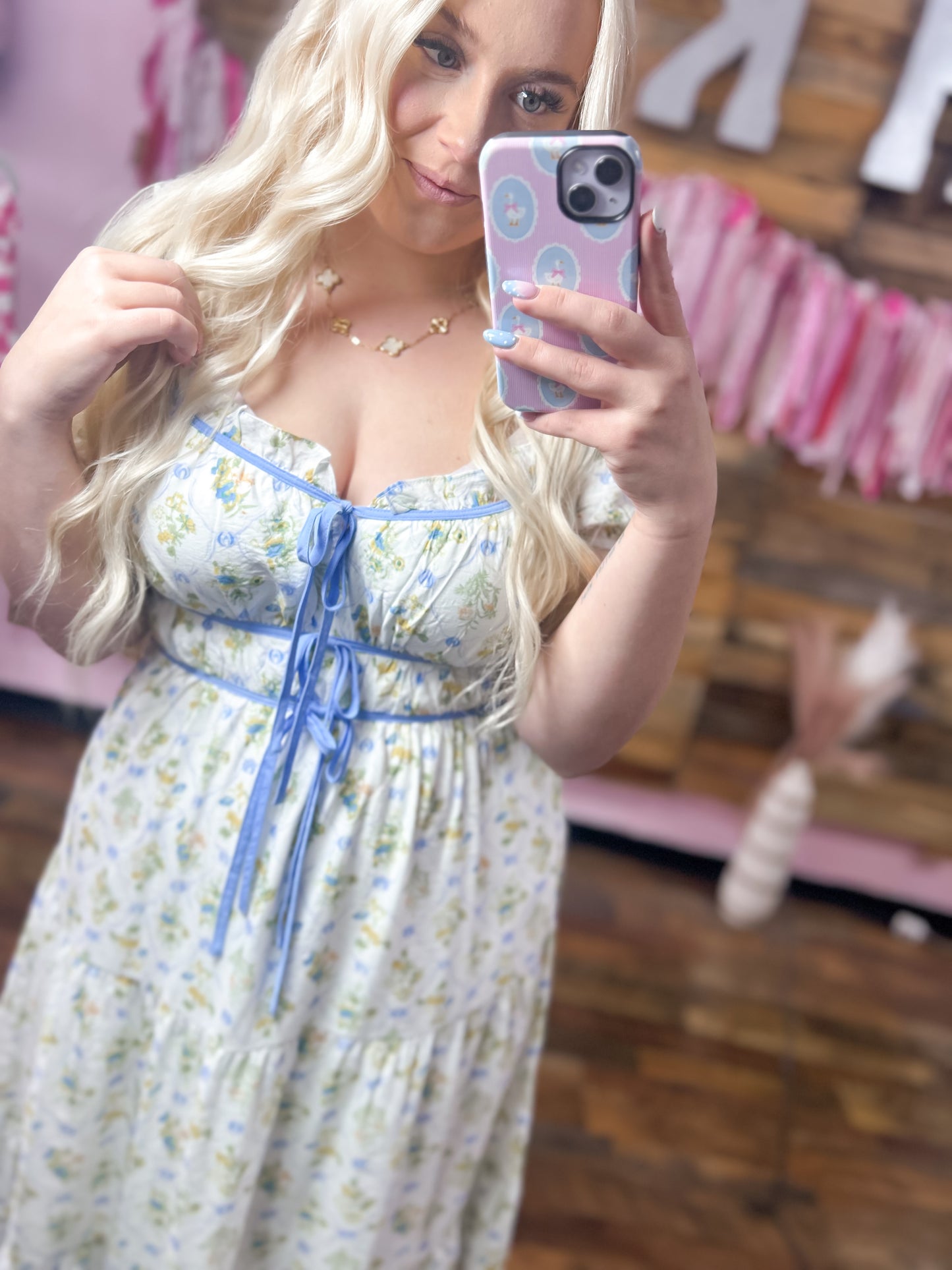 Blue Belle Meadow Bow Maxi