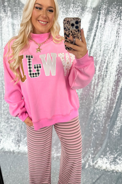 Pink {WWJD} Patchwork Mockneck