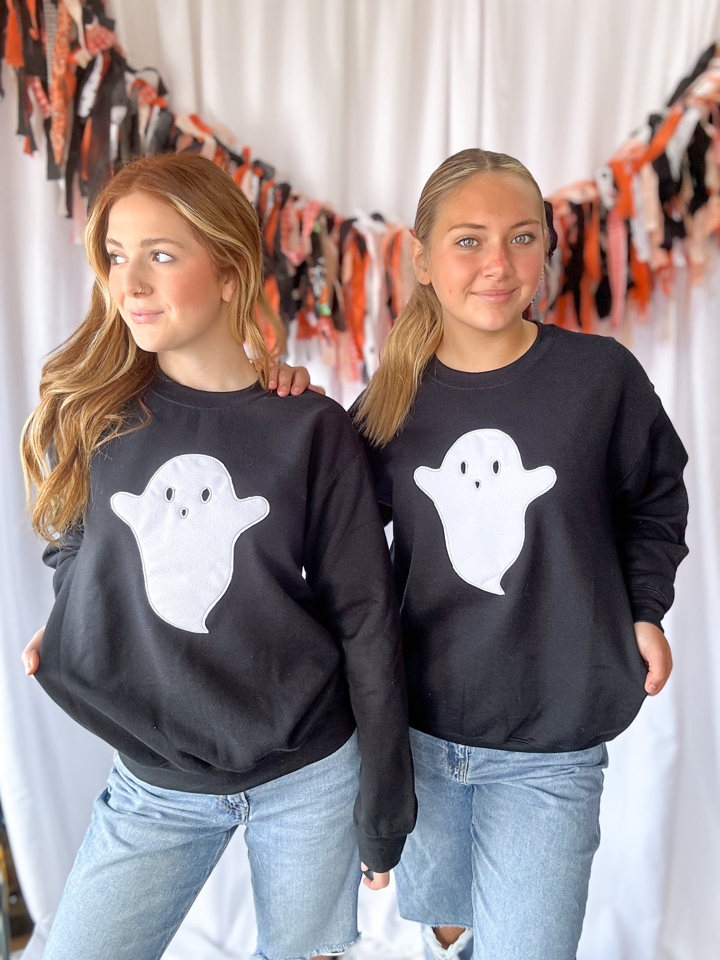 Black Ghostie Embroidered Crewneck