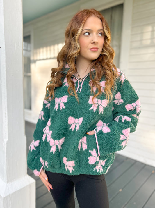 Evergreen Coquette Sherpa Pullover