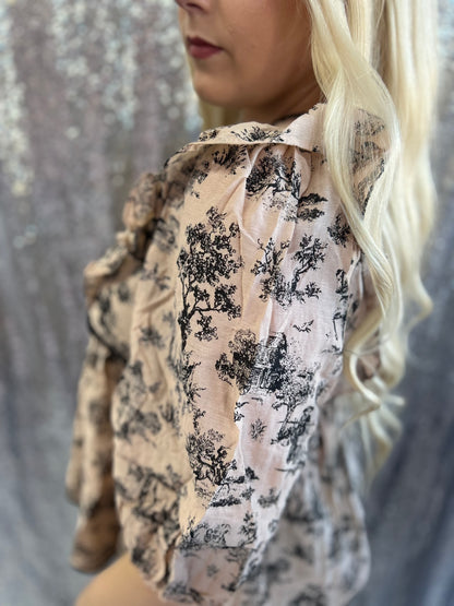 Taupe Landscape Blouse