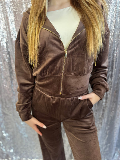 Brown Noir Luxe Zip Set
