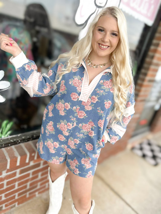 Rosewood Denim Patchwork Romper