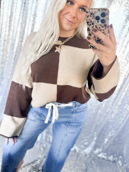 Mocha Checker Sweater