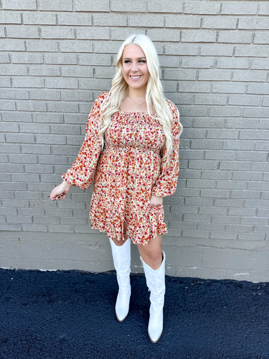 Fall Ditzy Floral Swing Dress