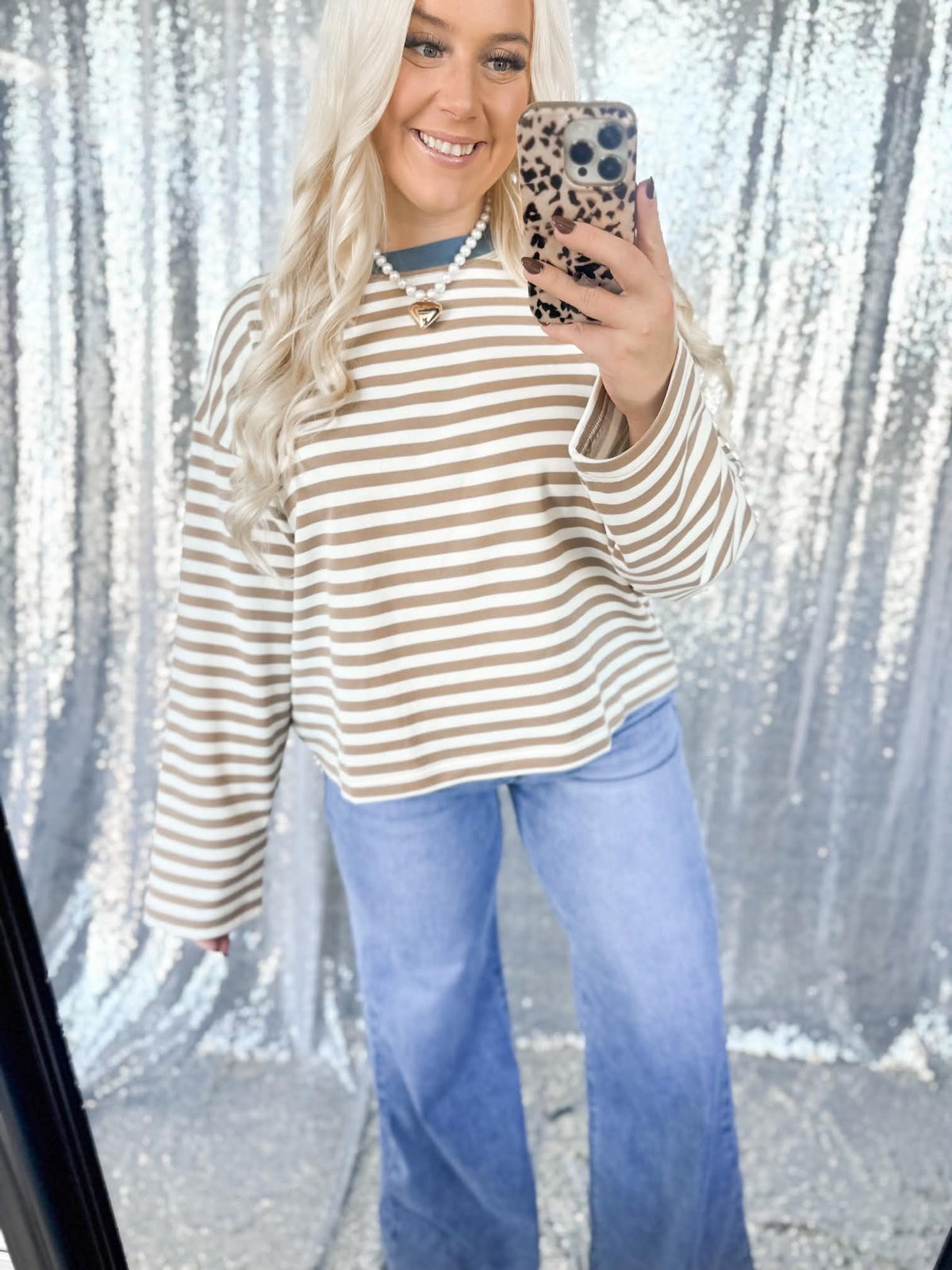 Brown & Cream Striped Top