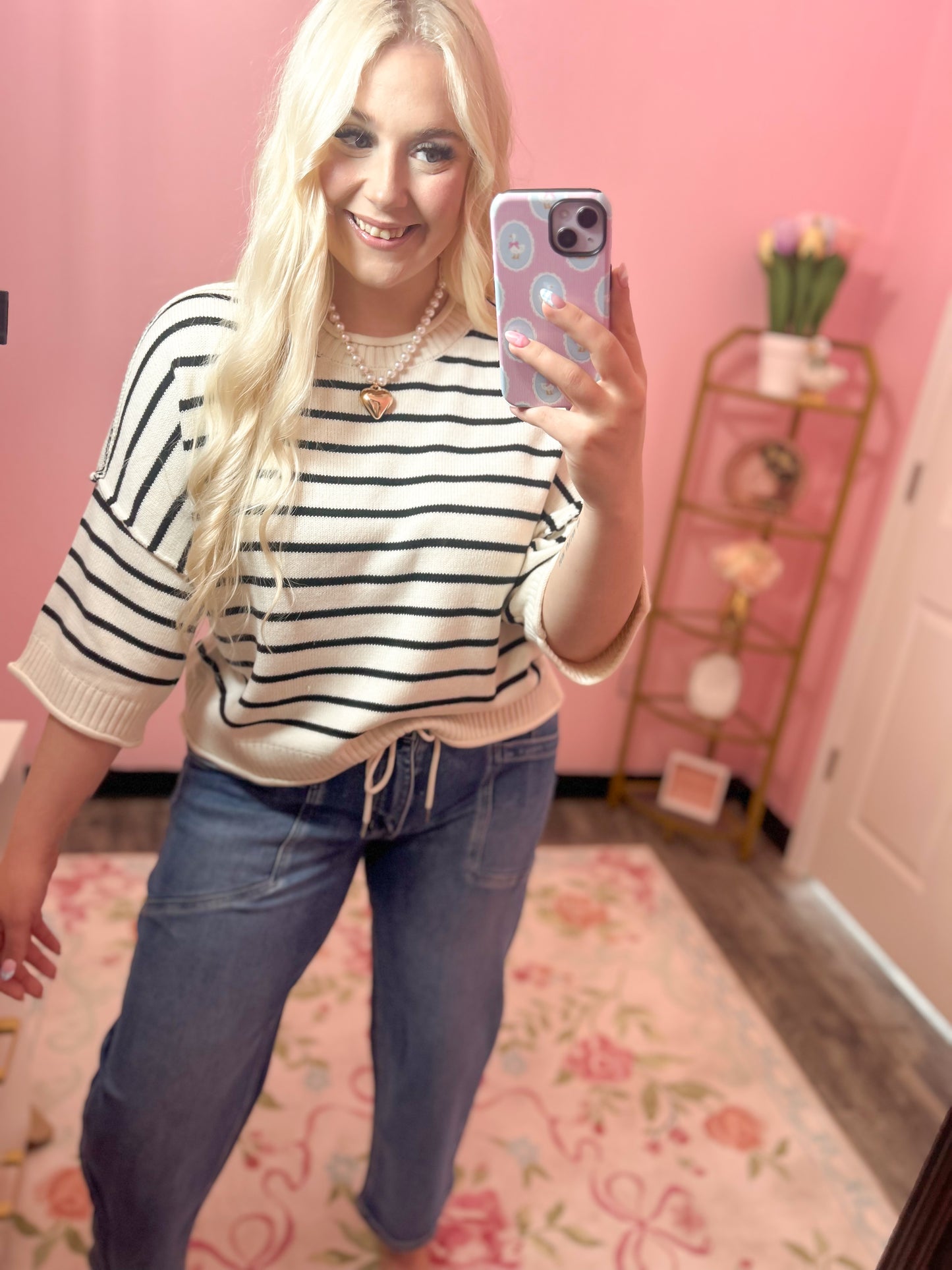 Black & White Striped Knit Top