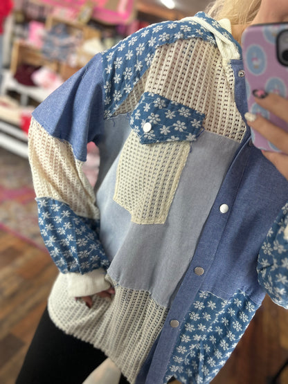 Denim Floral Patchwork Jacket