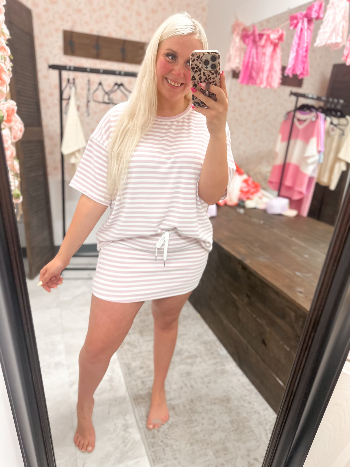 Lavender Striped Skort {Set}