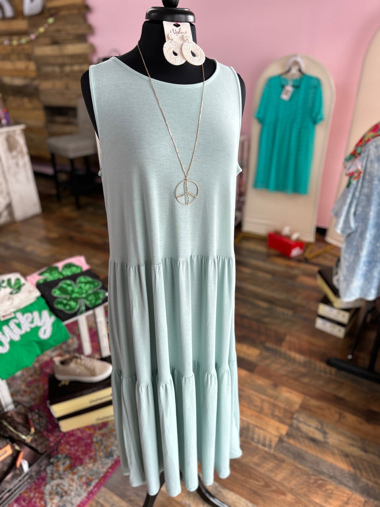 Tiered Babydoll Dress ( Sage)