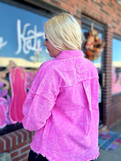 Pink Denim Shacket