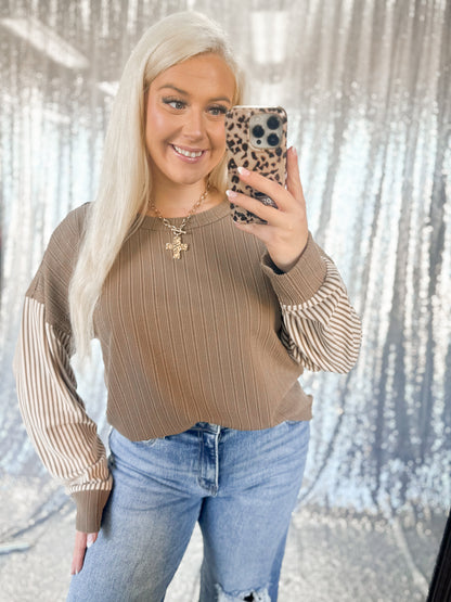 Brown Colorblock Striped Longsleeve