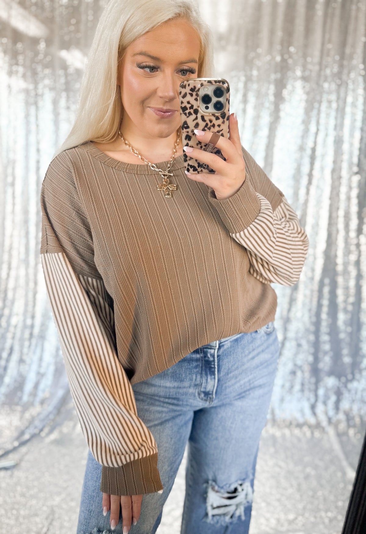 Brown Colorblock Striped Longsleeve