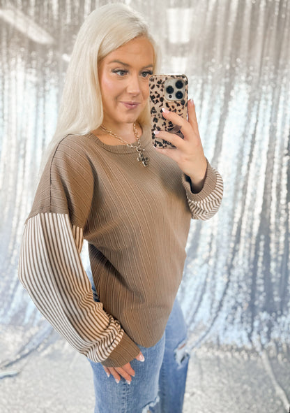 Brown Colorblock Striped Longsleeve