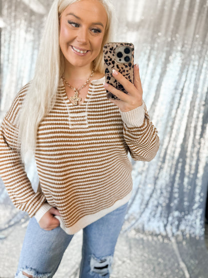 Rust Striped Knit Top