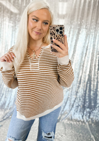 Rust Striped Knit Top