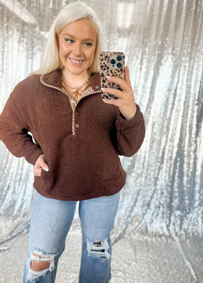 Teddy Bear Gingham Button Sherpa