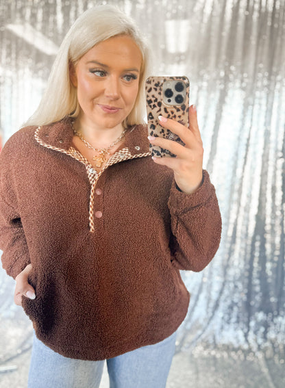Teddy Bear Gingham Button Sherpa