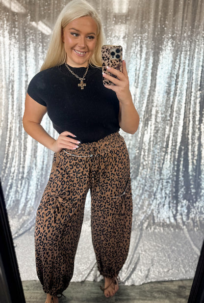 Leopard Barrel Cargo Joggers