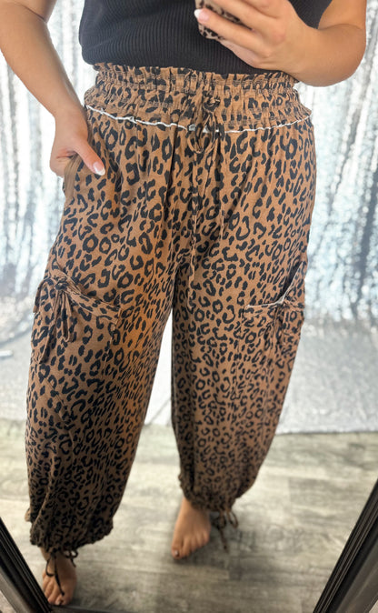 Leopard Barrel Cargo Joggers