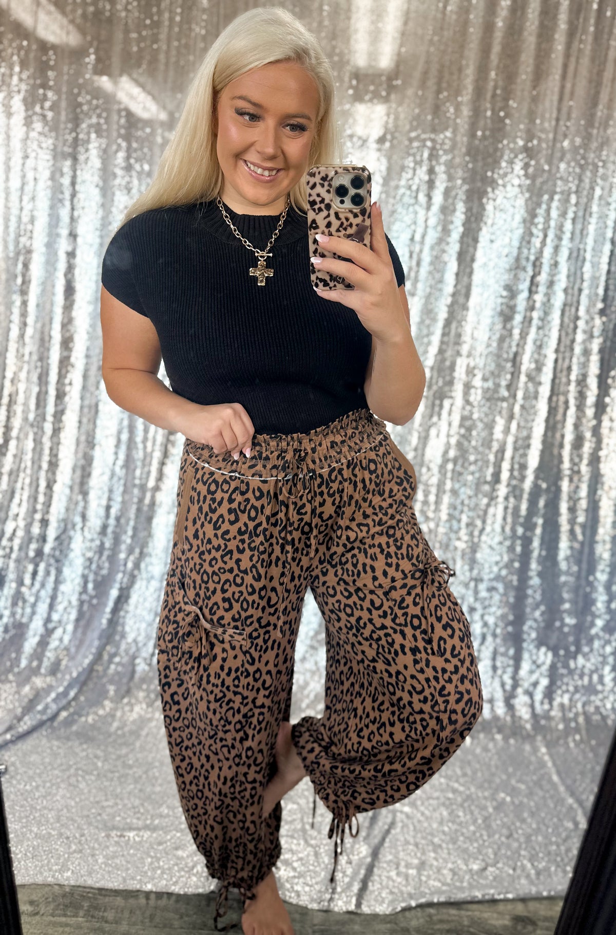 Leopard Barrel Cargo Joggers