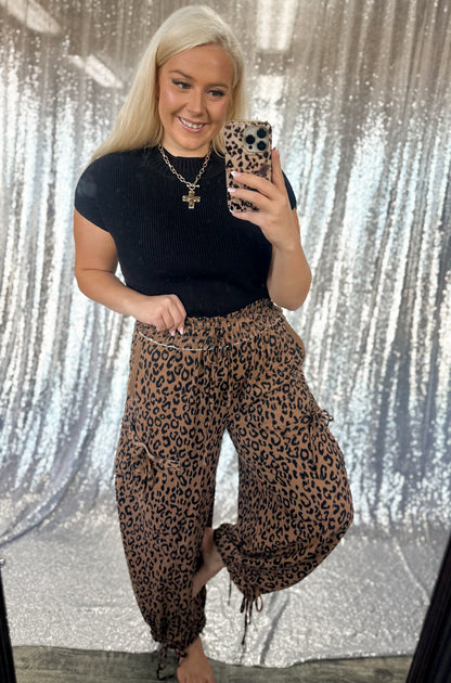 Leopard Barrel Cargo Joggers