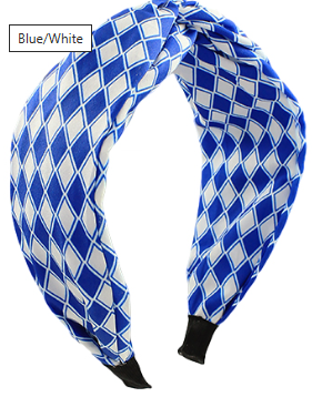Blue White Diamond Headband