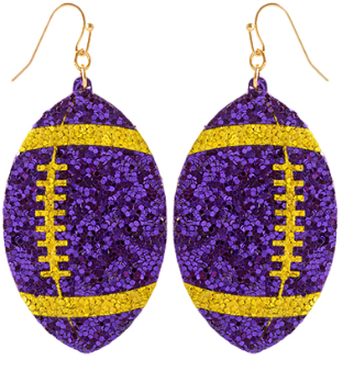 Purple Sequin Football Earrings