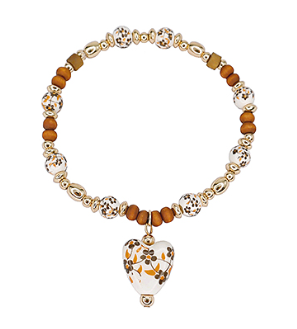 Brown Floral Heart bracelet