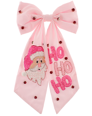 Pink Christmas Seedbead Hairbow
