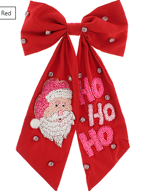 Red Christmas Seedbead Hairbow
