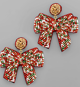 Multi Beaded Bow Earrings