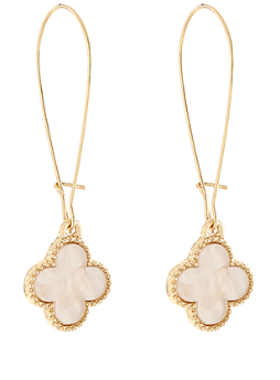 Cream/Gold Clover Drop Earring