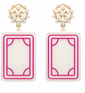 Pink Card Acrylic Earring