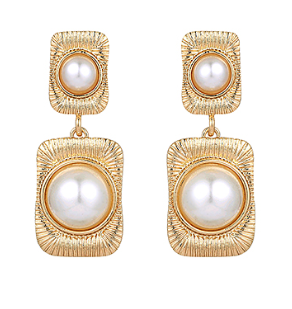Gold Pearl Dangle Drop Earring