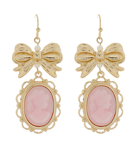 Pink Oval Bow Earrings
