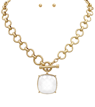 Ivory Pendant Stone Necklace