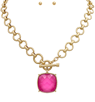 Pink Stone Pendant Necklace