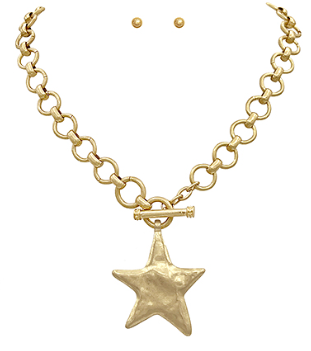 Star Gold tone Pendant Necklace