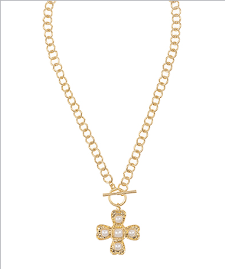 Pearl Gold Cross Pendant