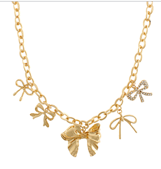 Multi Bow Gold  Charm Necklace