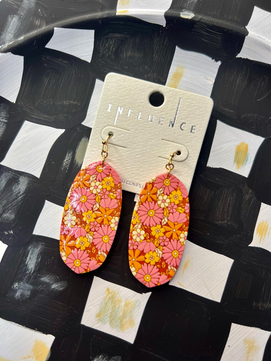 Retro Floral Wooden Dangles