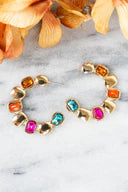 Multi Stone Hoop Earrings